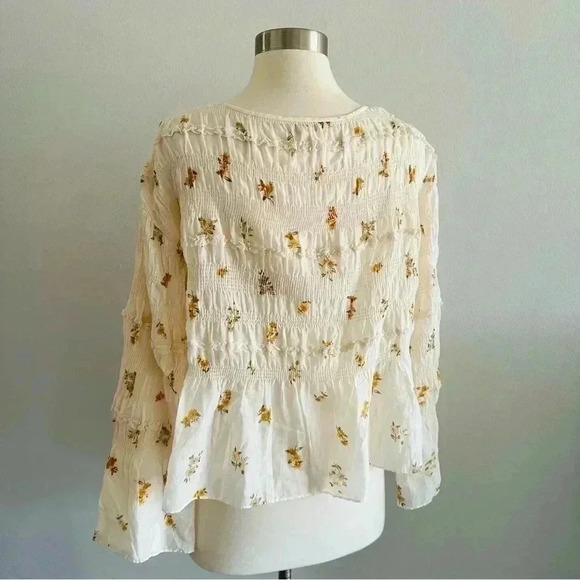 Rebecca Taylor Ines Smocked Floral Blouse Top S - Picture 8 of 11